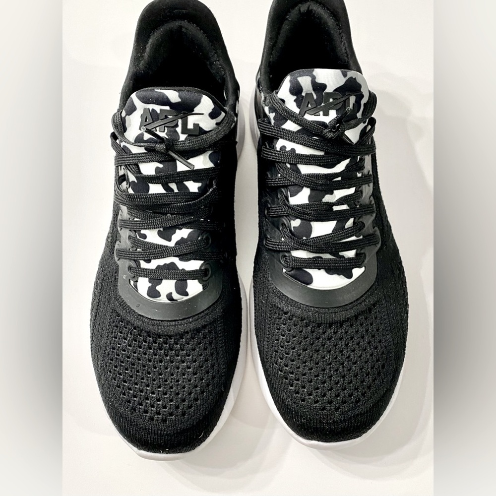 APL TECHLOOM TRACER KNIT TRAINING SHOW BLACK LEOPARD PULL-ON SNEAKERS SHOES 8 M